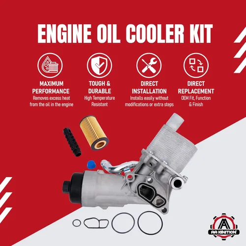 Vista 2 de Kit de carcasa del filtro del enfriador de aceite del motor con juntas, tapa y sellos. Reemplaza 55566784, 88179-91400 - Compatible con vehículos