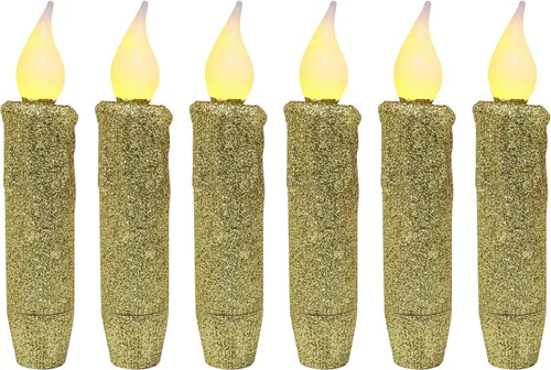 Vista 14 de CVHOMEDECO. Velas LED sin llama con purpurina parpadeantes que funcionan con pilas, con temporizador para el hogar, boda, Halloween, decoración