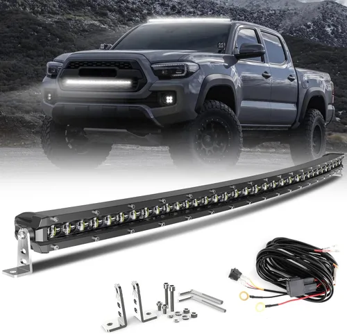 Vista 12 de CO LIGHT - Barra de luz LED curvada de 20 pulgadas, diseño delgado de fila única de 9720 lm, luz amarilla antiniebla para todoterreno, ATV, camión