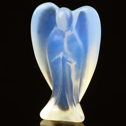 Vista 12 de Estatua de cristal de ángel de aventurina azul, figuras de ángel pulidas talladas a mano, decoración de cristal curativo, lindo ángel de la guarda