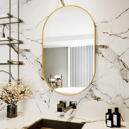 Vista 5 de Protylctaster Espejos ovalados, espejos ovalados de baño, espejo negro de 20 x 28 pulgadas, espejos decorativos de pared, espejos de baño para sobre
