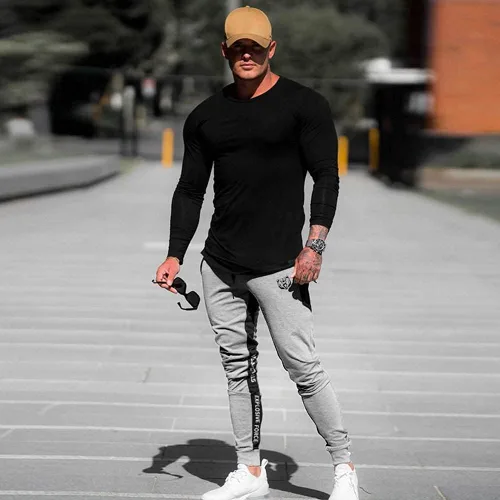 Vista 6 de BOOMLEMON Pantalones deportivos de gimnasio para hombre estilo casual ajustados cónicos para entrenamiento con bolsillo con cremallera