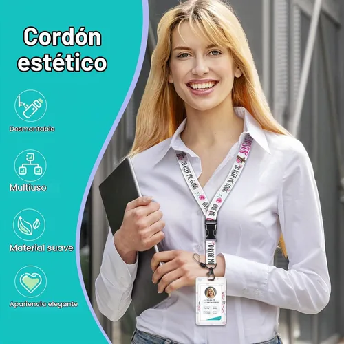 Vista 2 de Plifal Soporte para tarjetas de identificación con cordón y clip retráctil para cinturón, divertido llavero para amantes del café, extensor de Cruz