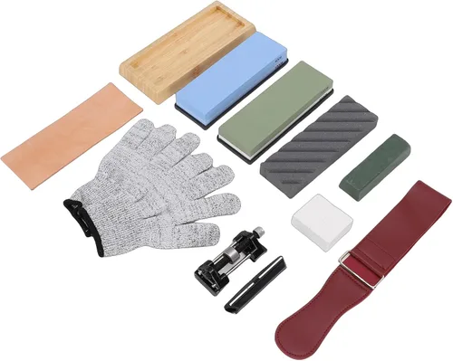Vista 7 de Knife Sharpening Stone Set, Non Slip Rubber Base Bamboo Holder Dual Grit Whetstone, Whetstone Sharpening Kit with 400 1000 3000 8000 Grit for