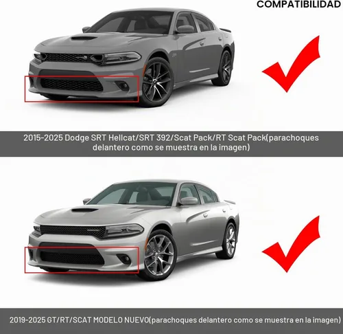 Vista 3 de Protector divisor de labios para parachoques delantero de reemplazo para Dodge Charger Scat Pack/SRT modelos 2015-2024 2025 y GT/RT/SCAT modelos