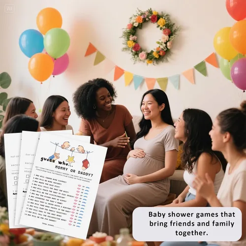 Vista 7 de Juegos de baby shower, 40 piezas de juegos de revelación de género, tarjetas de doble cara, 2 juegos – Predicciones y tarjetas de consejos
