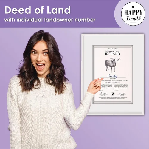 Vista 4 de happylandgifts Real Piece of Land - Irlanda Regalo inusual para familiares y amigos Certificado personalizado de propietario de tierras