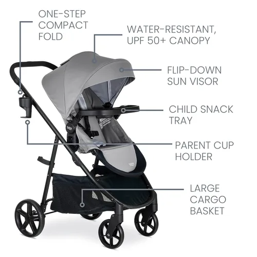 Vista 3 de Sistema de viaje para bebé Britax Willow Brook, conjunto de asiento de coche y cochecito con base Aspen, tecnología ClickTight, sistema RightSize