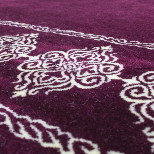 Vista 4 de Modefa Alfombra de oración islámica turca, grande y ancha, de terciopelo suave, Janamaz, cómoda alfombra de oración musulmana para hombres y Ciruela