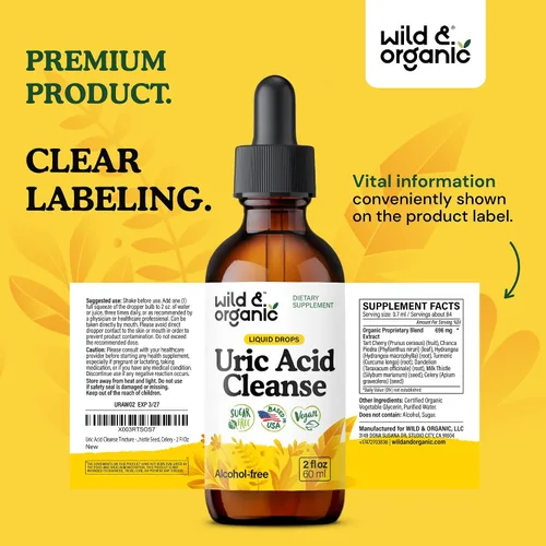 Vista 9 de Wild & Organic Gotas de limpieza de ácido úrico: cereza ácida, cúrcuma