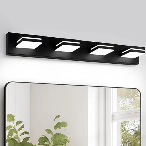 Vista 22 de OKELI Lámpara LED de tocador de baño de 3 luces, accesorios de iluminación de pared de baño modernos dorados sobre espejo (3CCT, 3000K-6000K)