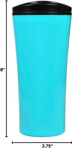 Vista 4 de 2 tazas de viaje de plástico con tapa abatible (turquesa)