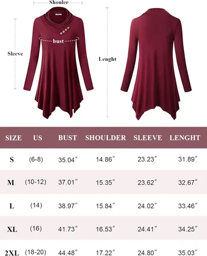 Vista 4 de Camisa Cestyle tipo túnica de manga larga para mujer, holgada, con cuello volteado y dobladillo asimétrico