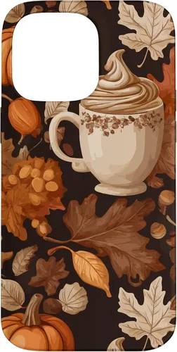 Vista 21 de Warm Autumn Stylish Coffee Cup Design - Fall Leaves Pattern Case for iPhone 17