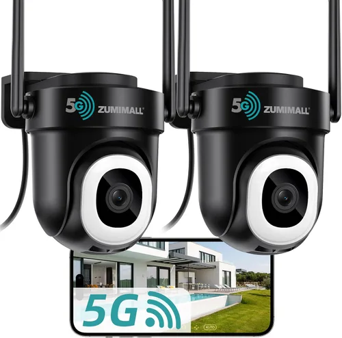 Vista 10 de ZUMIMALL Cámara de Seguridad Inalámbrica para Exteriores 3MP HD Negra, WiFi 2.4G/5G, Grabación 24/7 con Alimentación por Cable Seguimiento