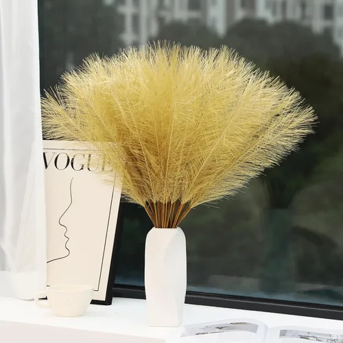 Vista 19 de Wertuirk 30 piezas de hierba de las pampas negra - Decoración de hierba de las pampas artificial de 24 pulgadas, hierba de las pampas artificial