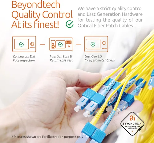 Vista 6 de Cable de conexión de fibra LC a LC de 1m (3.28 pies) – Cable de fibra óptica dúplex monomodo UPC – núcleo de 9/125µm, compatible con OS1 y OS2
