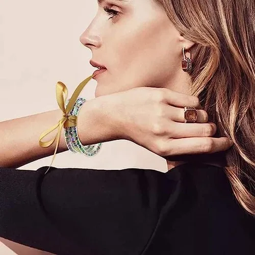 Vista 4 de Juego de pulseras de gelatina con purpurina joyas a la moda con forro de polvo dorado pulseras ligeras y bonitas para mujeres y niñas