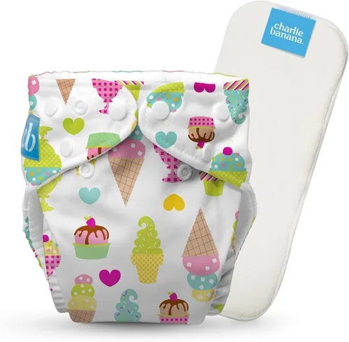 Vista 37 de Charlie Banana Pañales de tela, reutilizables, lavables, ajustables, talla única, para bebés y niños pequeños, con inserto absorbente, aviador