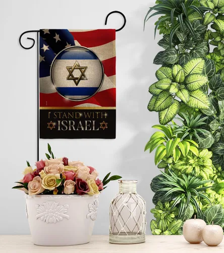 Vista 9 de Israel Flag Tapiz de arpillera con texto en inglés "I Stand with Israel" (Estoy con Israel), tapiz de arpillera de Estados Unidos, póster al aire