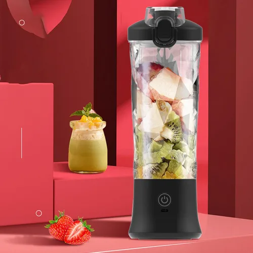 Vista 3 de Licuadora portátil, 18000rpm 20.3 fl oz de gran capacidad inalámbrica de acero inoxidable con 6 cuchillas ultra afiladas para batidos y licuados
