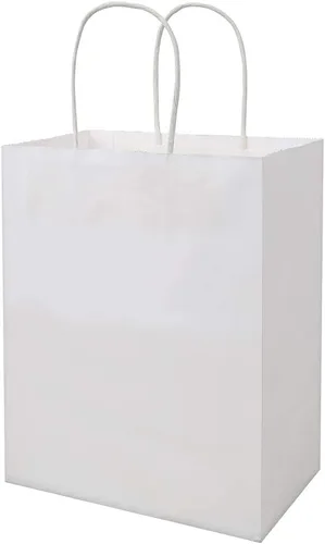 Vista 5 de bagmad Marrón y color cada 100 bolsas de papel medianas lisas de 8 x 4.75 x 10 pulgadas con asas a granel