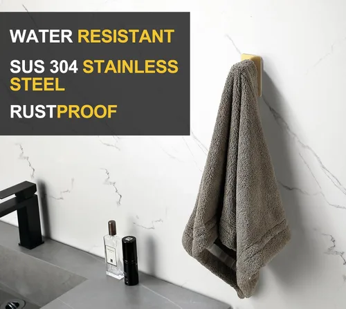 Vista 4 de Nolimas Ganchos adhesivos para toallas, ganchos de pared resistentes, ganchos para toallas para baño, adhesivo de acero inoxidable SUS304, ganchos