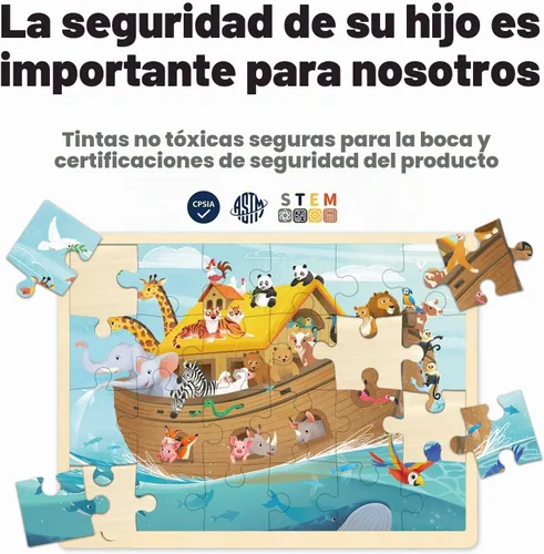Vista 3 de Rompecabezas de 24 piezas para niños de 3 años, Arca de Noé