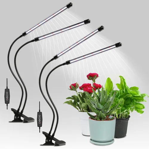 Vista 10 de iPower 21 Luz LED de Crecimiento con Espectro Completo para Plantas de Interior, Cuello de Cisne Ajustable, 3 Modos de Luz y 10 Niveles Regulables