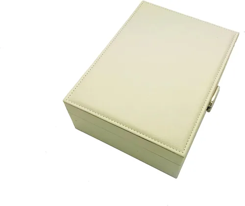 Vista 5 de PACEKONER Joyero organizador, caja de almacenamiento de joyería de 2 capas con cerradura y llave, estuche de joyería para mujeres y niñas (blanco)
