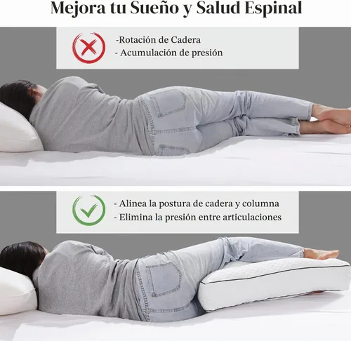 Vista 3 de BALAPET Almohada de rodilla de espuma viscoelástica triturada para dormir de lado, almohada entre las piernas para alinear la columna vertebral