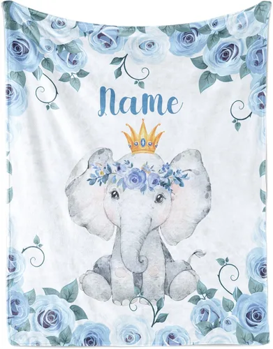 Vista 11 de KAINSY Manta personalizada de animales para niños y niñas, safari en la selva, manta con nombre personalizado para cama de cuarto de bebé