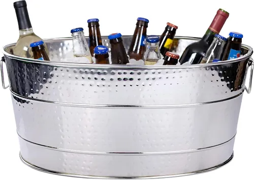 Vista 13 de BREKX Aspen Tina Galvanizada, Enfriador de Hielo y Bebidas de Metal con Acabado de Cobre para Fiestas, Enfriador de Fiestas Sellado Resistente a