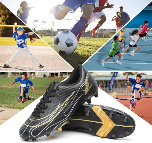 Vista 6 de Hanani Zapatos de fútbol para niños y niñas, zapatos de fútbol para jóvenes, atléticos, para exteriores e interiores, zapatos de béisbol firmes