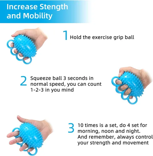 Vista 5 de Hand Exercise Ball Finger Therapy Ball - Grip Strengthening, Improve Flexibility, Squeeze Stress Relief Balls, Resistance Strength Trainer for Hand