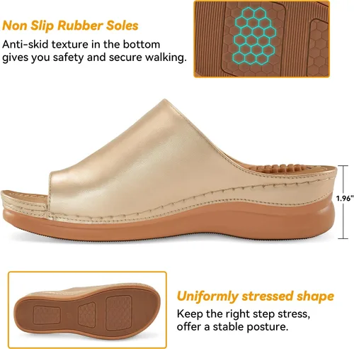 Vista 22 de Sandalias ortopédicas de cuña para mujer: cómodas y elegantes sandalias de verano para mujer, cómodas y casuales para caminar con plataforma