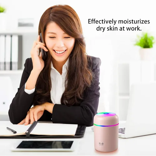 Vista 5 de 2 Piezas de Mini Humidificadores Portátiles de Niebla Fría, 300 ml, Humidificadores USB Personales de Escritorio Silenciosos con 2 Modos de Niebla