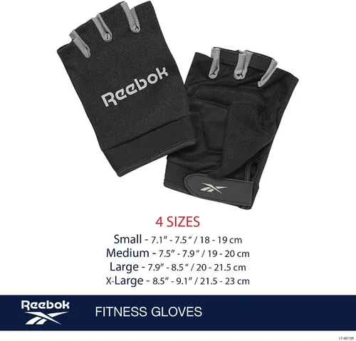 Vista 4 de Reebok Guantes clásicos sin dedos, guantes ligeros de fitness y para levantamiento de pesas para entrenamiento