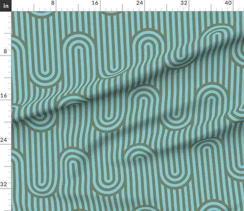 Vista 2 de Spoonflower Fabric Modern Stripe Abstract Waves on Petal Cotton Fat Quarter Arches Blue Mod Lines Ocean Use for Sewing Quilting Apparel Home