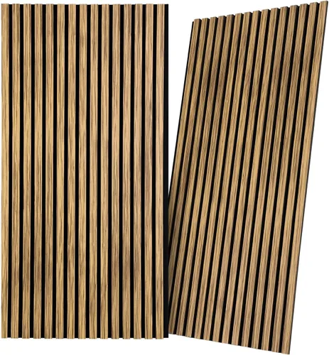 Vista 7 de Panel de pared de listones de madera, 2 paneles de madera insonorizados para pared y techo, paneles de pared de madera de 47.2 x 23.8 pulgadas