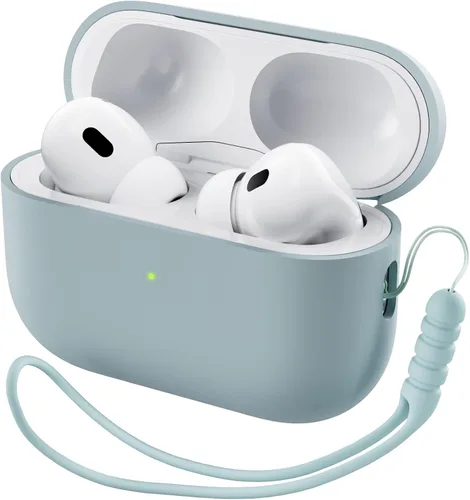 Vista 23 de ORNARTO Funda compatible con AirPods Pro 2 2022, silicona híbrida protectora completa para AirPods Pro de 2ª generación, cubierta frontal LED