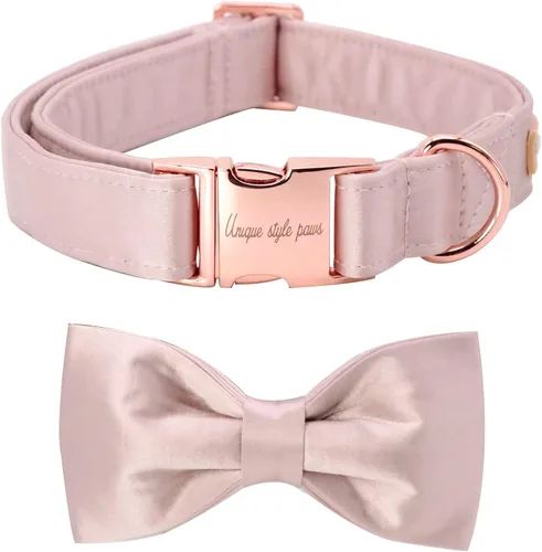 Vista 13 de Collar para perro, collar de seda verde con lazo, lazo suave, collar ajustable para mascotas, regalo para perros hembras o machos XS