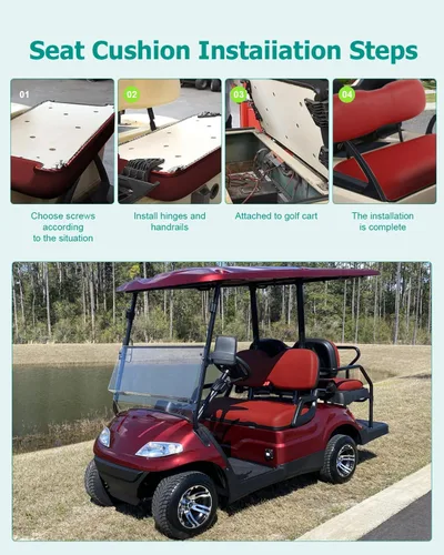 Vista 6 de Cojines de Reemplazo para Asiento Delantero para Club Car DS, Asiento con Cojín para Carrito de Golf para Club Car DS Ensamble de Asiento Delantero