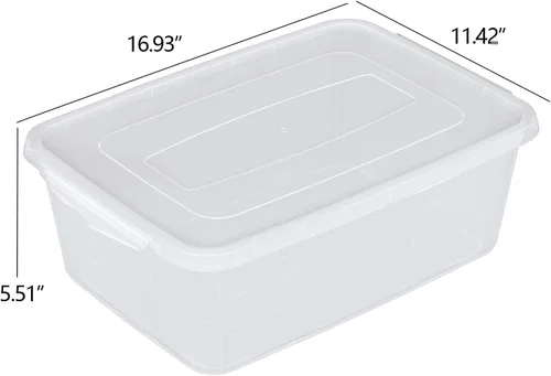 Vista 2 de Teyyvn Caja de almacenamiento de plástico transparente de 14 L, 2 contenedores de plástico con pestillo de almacenamiento Apto para lavavajillas