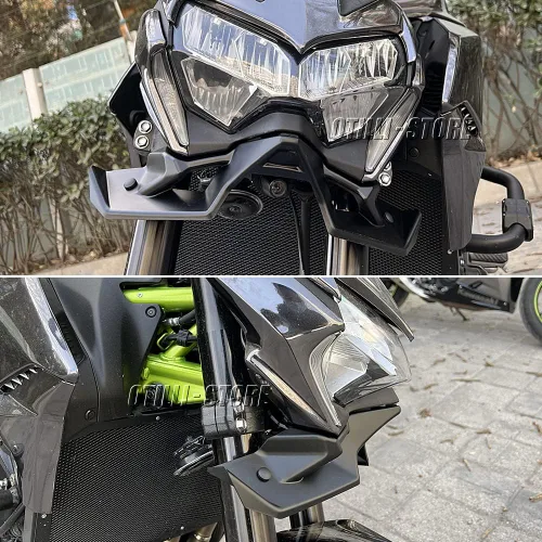 Vista 4 de Accesorios de motocicleta Z900 2022 - 2020, rojo, negro, verde, alerón delantero desnudo, alerón aerodinámico para Kawasaki Z900 (negro)