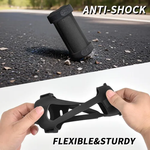 Vista 4 de Cubierta de silicona para JBL Grip Altavoz Bluetooth compacto, estuche de transporte portátil con correa de hombro desmontable ajustable para Negro
