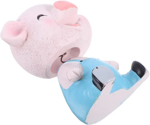 Vista 6 de EXCEART Adorno de cerdo con forma de cabeza de bobblehead, decoración de cerdito tembloroso para tablero de instrumentos de automóvil, escritorio