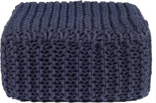 Vista 6 de REDEARTH · Taburete otomano bajo en forma de cubo – Puf tejido a mano – Puf bohemio de cordón – Decoración del hogar – Reposapiés relleno para sala