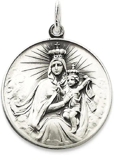 Vista 9 de Collar de plata de ley 925 con dije de medalla de Nuestra Señora del Santo Escapular joyería fina para mujer regalos para ella