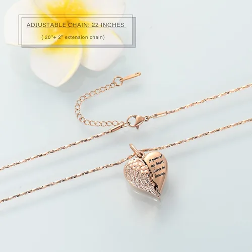 Vista 5 de Imrsanl Collar con dije de urna de cremación en forma de corazón para cenizas humanas Un pedazo de mi corazón vive en el cielo
